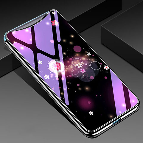 Handyhülle Silikon Hülle Rahmen Schutzhülle Spiegel Blumen für Oppo Find X Violett