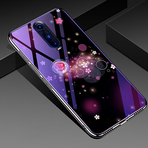 Handyhülle Silikon Hülle Rahmen Schutzhülle Spiegel Blumen für Oppo R17 Pro Violett