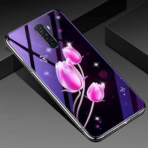 Handyhülle Silikon Hülle Rahmen Schutzhülle Spiegel Blumen für Oppo Reno Ace Rosa