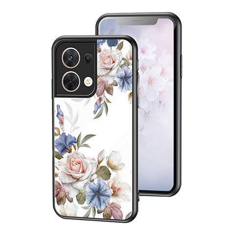 Handyhülle Silikon Hülle Rahmen Schutzhülle Spiegel Blumen für Oppo Reno9 Pro 5G Weiß