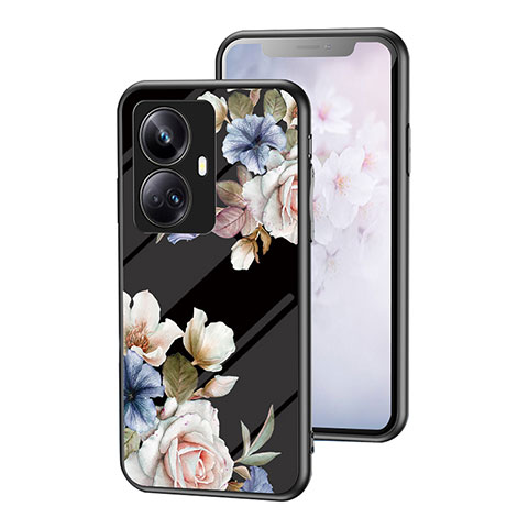 Handyhülle Silikon Hülle Rahmen Schutzhülle Spiegel Blumen für Realme 10 Pro+ Plus 5G Schwarz