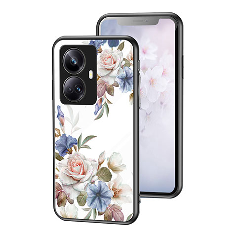 Handyhülle Silikon Hülle Rahmen Schutzhülle Spiegel Blumen für Realme 10 Pro+ Plus 5G Weiß