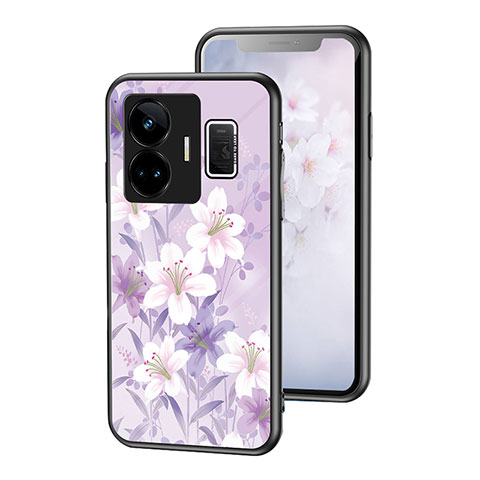 Handyhülle Silikon Hülle Rahmen Schutzhülle Spiegel Blumen für Realme GT Neo5 240W 5G Helles Lila