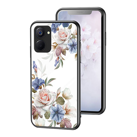 Handyhülle Silikon Hülle Rahmen Schutzhülle Spiegel Blumen für Realme V20 5G Weiß