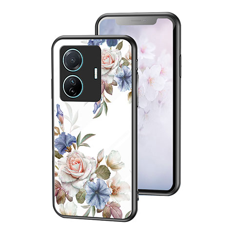 Handyhülle Silikon Hülle Rahmen Schutzhülle Spiegel Blumen für Vivo iQOO Z6 Pro 5G Weiß