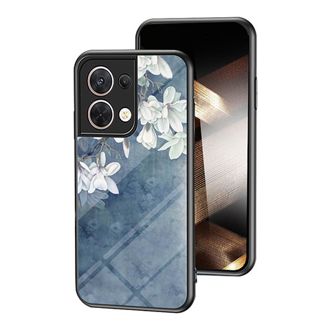 Handyhülle Silikon Hülle Rahmen Schutzhülle Spiegel Blumen für Xiaomi Redmi Note 13 5G Blau