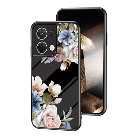 Handyhülle Silikon Hülle Rahmen Schutzhülle Spiegel Blumen für Xiaomi Redmi Note 13 5G Schwarz