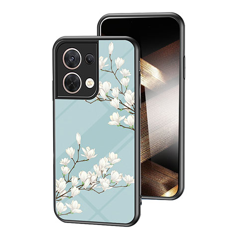 Handyhülle Silikon Hülle Rahmen Schutzhülle Spiegel Blumen für Xiaomi Redmi Note 13 Pro 5G Cyan