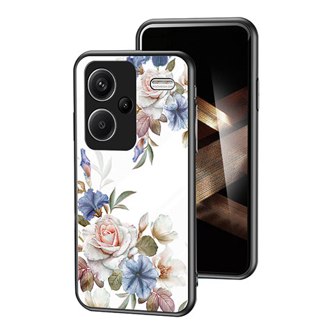 Handyhülle Silikon Hülle Rahmen Schutzhülle Spiegel Blumen für Xiaomi Redmi Note 13 Pro+ Plus 5G Weiß