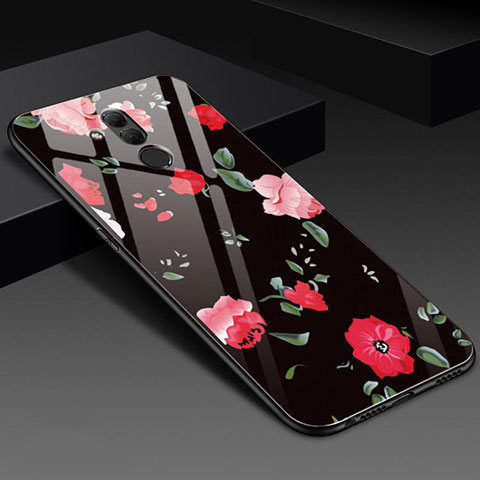 Handyhülle Silikon Hülle Rahmen Schutzhülle Spiegel Blumen H02 für Huawei Mate 20 Lite Schwarz