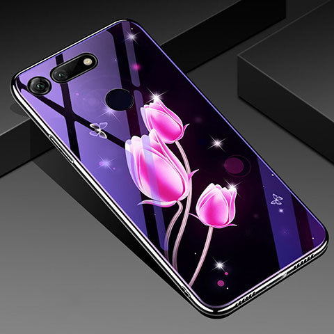 Handyhülle Silikon Hülle Rahmen Schutzhülle Spiegel Blumen K01 für Huawei Honor V20 Rosa