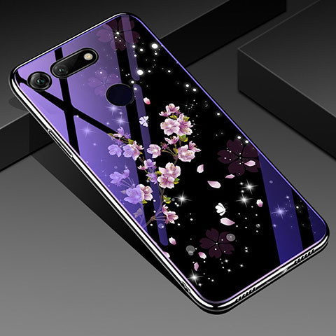 Handyhülle Silikon Hülle Rahmen Schutzhülle Spiegel Blumen K01 für Huawei Honor V20 Violett