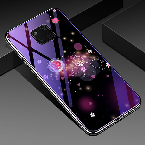 Handyhülle Silikon Hülle Rahmen Schutzhülle Spiegel Blumen K01 für Huawei Mate 20 Pro Violett