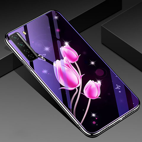 Handyhülle Silikon Hülle Rahmen Schutzhülle Spiegel Blumen K01 für Huawei P40 Lite 5G Rosa