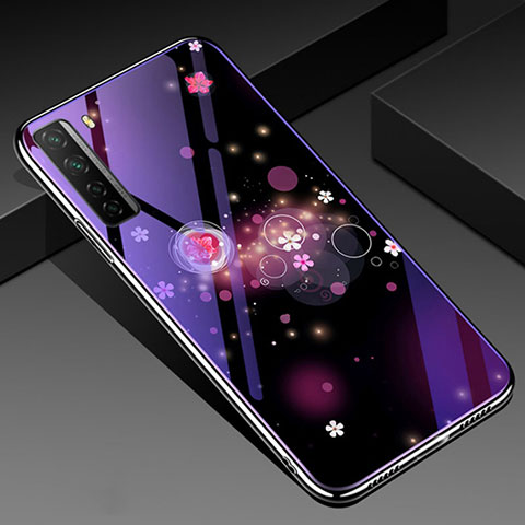 Handyhülle Silikon Hülle Rahmen Schutzhülle Spiegel Blumen K01 für Huawei P40 Lite 5G Violett