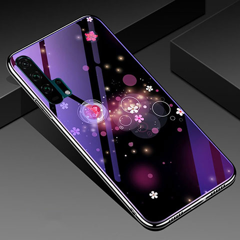 Handyhülle Silikon Hülle Rahmen Schutzhülle Spiegel Blumen K02 für Huawei Honor 20 Pro Violett