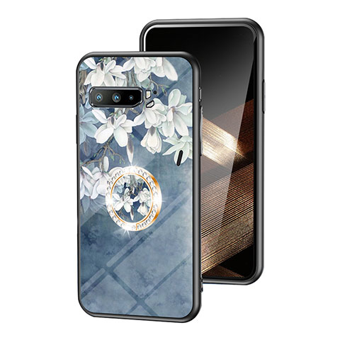 Handyhülle Silikon Hülle Rahmen Schutzhülle Spiegel Blumen S01 für Asus ROG Phone 3 Blau