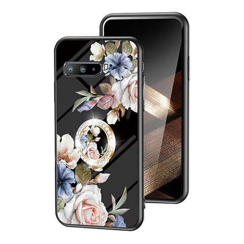 Handyhülle Silikon Hülle Rahmen Schutzhülle Spiegel Blumen S01 für Asus ROG Phone 3 Schwarz