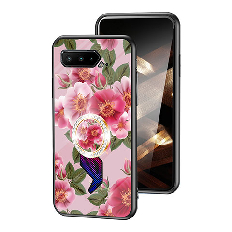 Handyhülle Silikon Hülle Rahmen Schutzhülle Spiegel Blumen S01 für Asus ROG Phone 5 ZS673KS Rot