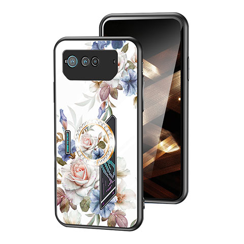 Handyhülle Silikon Hülle Rahmen Schutzhülle Spiegel Blumen S01 für Asus ROG Phone 6 Weiß