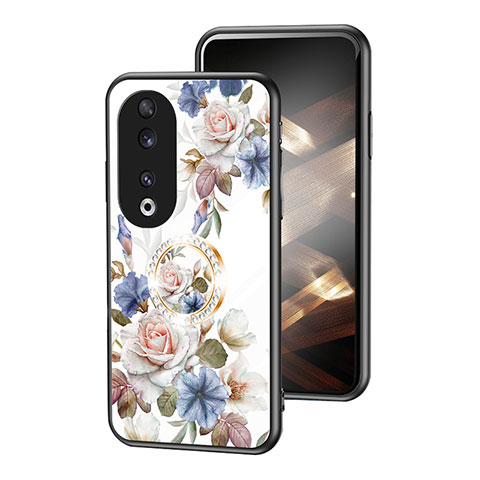 Handyhülle Silikon Hülle Rahmen Schutzhülle Spiegel Blumen S01 für Huawei Honor 90 5G Weiß