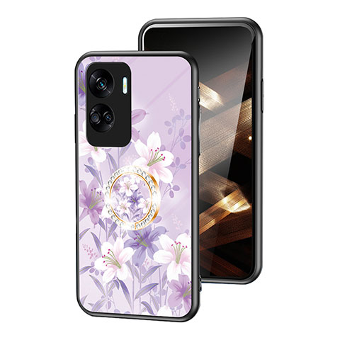 Handyhülle Silikon Hülle Rahmen Schutzhülle Spiegel Blumen S01 für Huawei Honor 90 Lite 5G Helles Lila