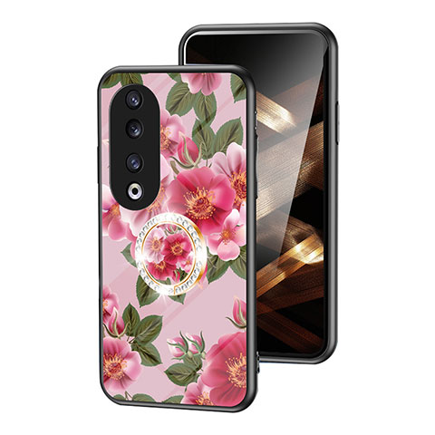 Handyhülle Silikon Hülle Rahmen Schutzhülle Spiegel Blumen S01 für Huawei Honor 90 Pro 5G Rot