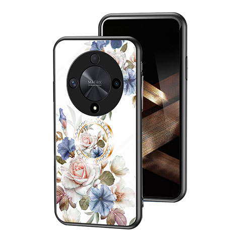 Handyhülle Silikon Hülle Rahmen Schutzhülle Spiegel Blumen S01 für Huawei Honor X9b 5G Weiß