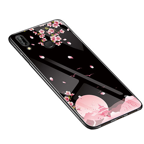 Handyhülle Silikon Hülle Rahmen Schutzhülle Spiegel Blumen S01 für Huawei Nova 3e Schwarz