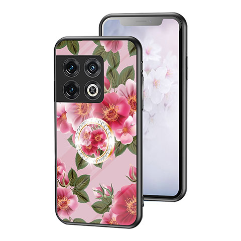 Handyhülle Silikon Hülle Rahmen Schutzhülle Spiegel Blumen S01 für OnePlus 10 Pro 5G Rot