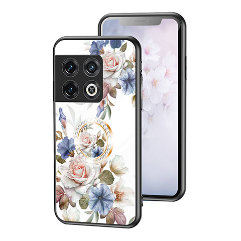 Handyhülle Silikon Hülle Rahmen Schutzhülle Spiegel Blumen S01 für OnePlus 10 Pro 5G Weiß