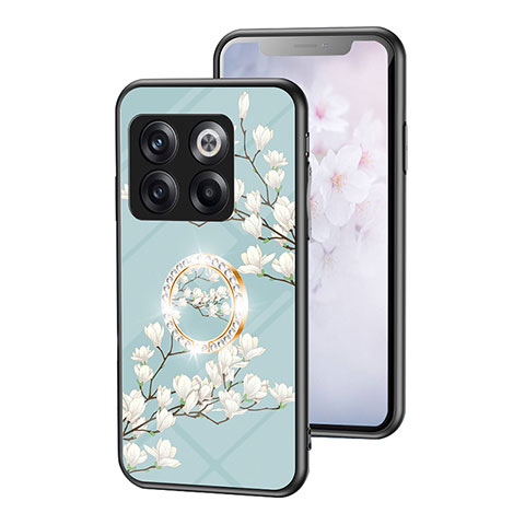 Handyhülle Silikon Hülle Rahmen Schutzhülle Spiegel Blumen S01 für OnePlus 10T 5G Cyan