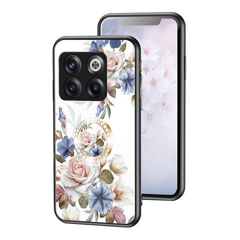 Handyhülle Silikon Hülle Rahmen Schutzhülle Spiegel Blumen S01 für OnePlus 10T 5G Weiß