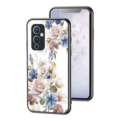 Handyhülle Silikon Hülle Rahmen Schutzhülle Spiegel Blumen S01 für OnePlus 9 5G Weiß