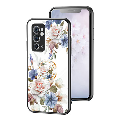 Handyhülle Silikon Hülle Rahmen Schutzhülle Spiegel Blumen S01 für OnePlus 9RT 5G Weiß