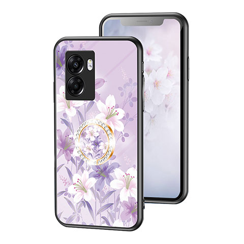 Handyhülle Silikon Hülle Rahmen Schutzhülle Spiegel Blumen S01 für OnePlus Nord N300 5G Helles Lila