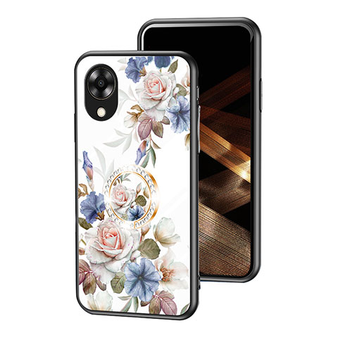 Handyhülle Silikon Hülle Rahmen Schutzhülle Spiegel Blumen S01 für Oppo A17K Weiß