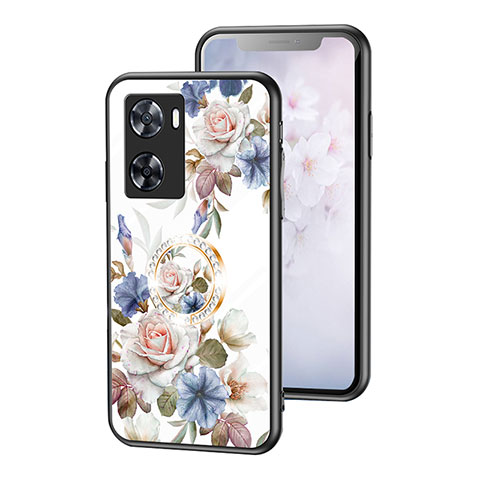 Handyhülle Silikon Hülle Rahmen Schutzhülle Spiegel Blumen S01 für Oppo A57e Weiß