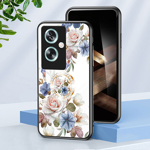 Handyhülle Silikon Hülle Rahmen Schutzhülle Spiegel Blumen S01 für Oppo A79 5G Weiß