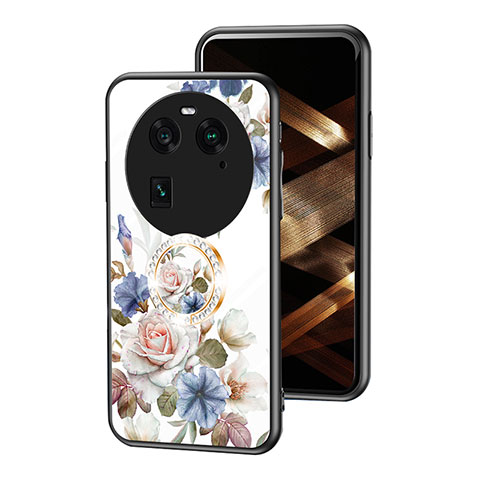 Handyhülle Silikon Hülle Rahmen Schutzhülle Spiegel Blumen S01 für Oppo Find X6 5G Weiß