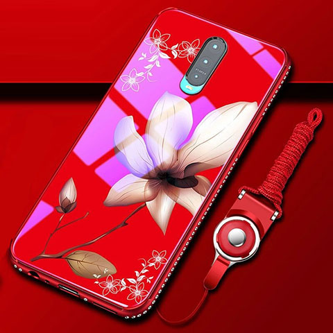 Handyhülle Silikon Hülle Rahmen Schutzhülle Spiegel Blumen S01 für Oppo R17 Pro Rot