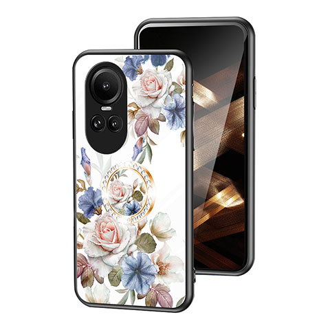 Handyhülle Silikon Hülle Rahmen Schutzhülle Spiegel Blumen S01 für Oppo Reno10 Pro 5G Weiß