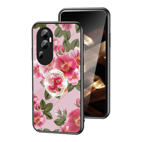 Handyhülle Silikon Hülle Rahmen Schutzhülle Spiegel Blumen S01 für Oppo Reno10 Pro+ Plus 5G Rot