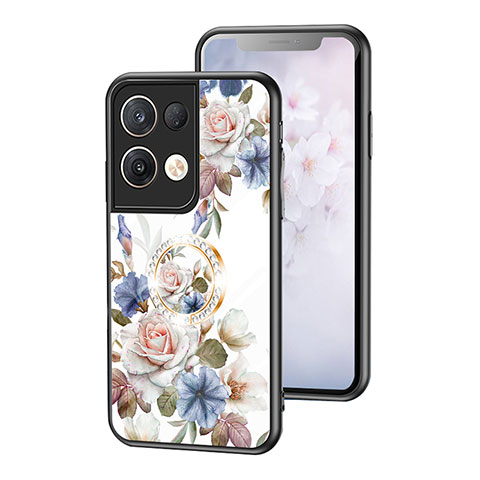 Handyhülle Silikon Hülle Rahmen Schutzhülle Spiegel Blumen S01 für Oppo Reno8 Pro+ Plus 5G Weiß