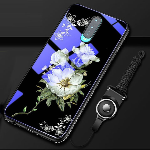 Handyhülle Silikon Hülle Rahmen Schutzhülle Spiegel Blumen S01 für Oppo RX17 Pro Schwarz