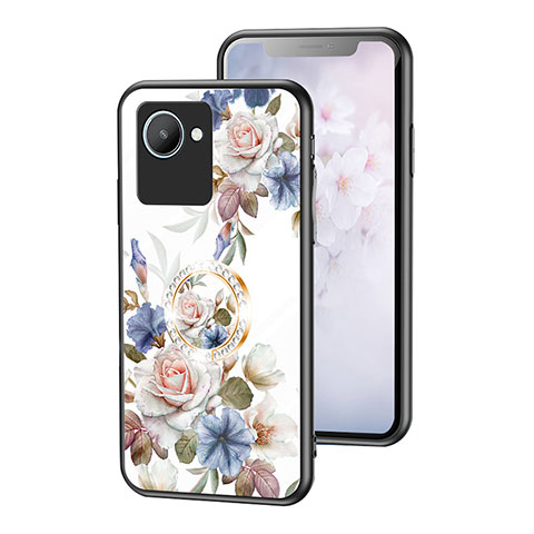 Handyhülle Silikon Hülle Rahmen Schutzhülle Spiegel Blumen S01 für Realme C30s Weiß