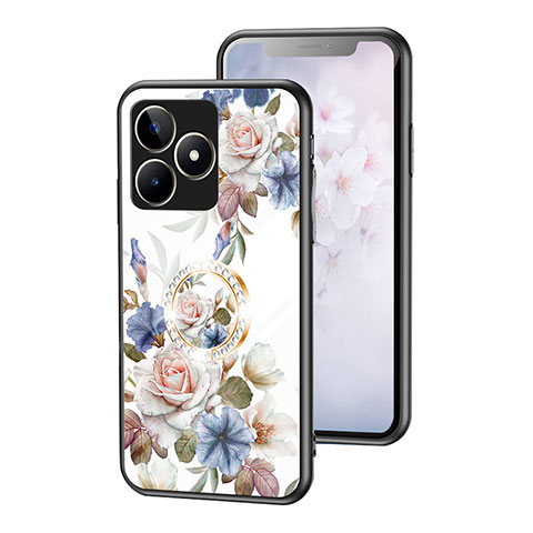 Handyhülle Silikon Hülle Rahmen Schutzhülle Spiegel Blumen S01 für Realme C53 India Weiß