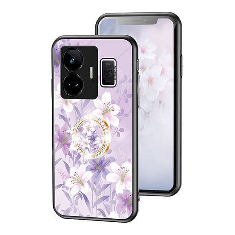 Handyhülle Silikon Hülle Rahmen Schutzhülle Spiegel Blumen S01 für Realme GT Neo5 240W 5G Helles Lila