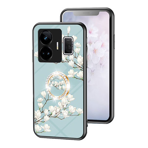 Handyhülle Silikon Hülle Rahmen Schutzhülle Spiegel Blumen S01 für Realme GT Neo5 5G Cyan