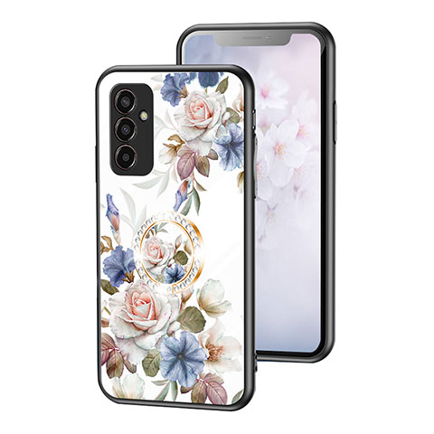 Handyhülle Silikon Hülle Rahmen Schutzhülle Spiegel Blumen S01 für Samsung Galaxy F13 4G Weiß